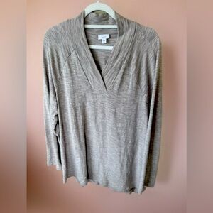 Pure Jill Light Gray V-Neck Pullover Sweater